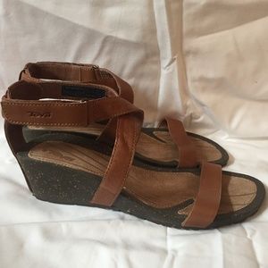 Teva leather wedge sandals